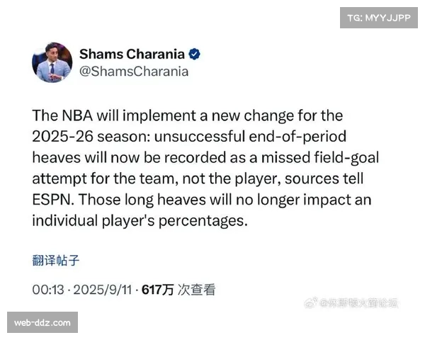 NBA实施节末压哨远投新规，未命中不计入个人命中率